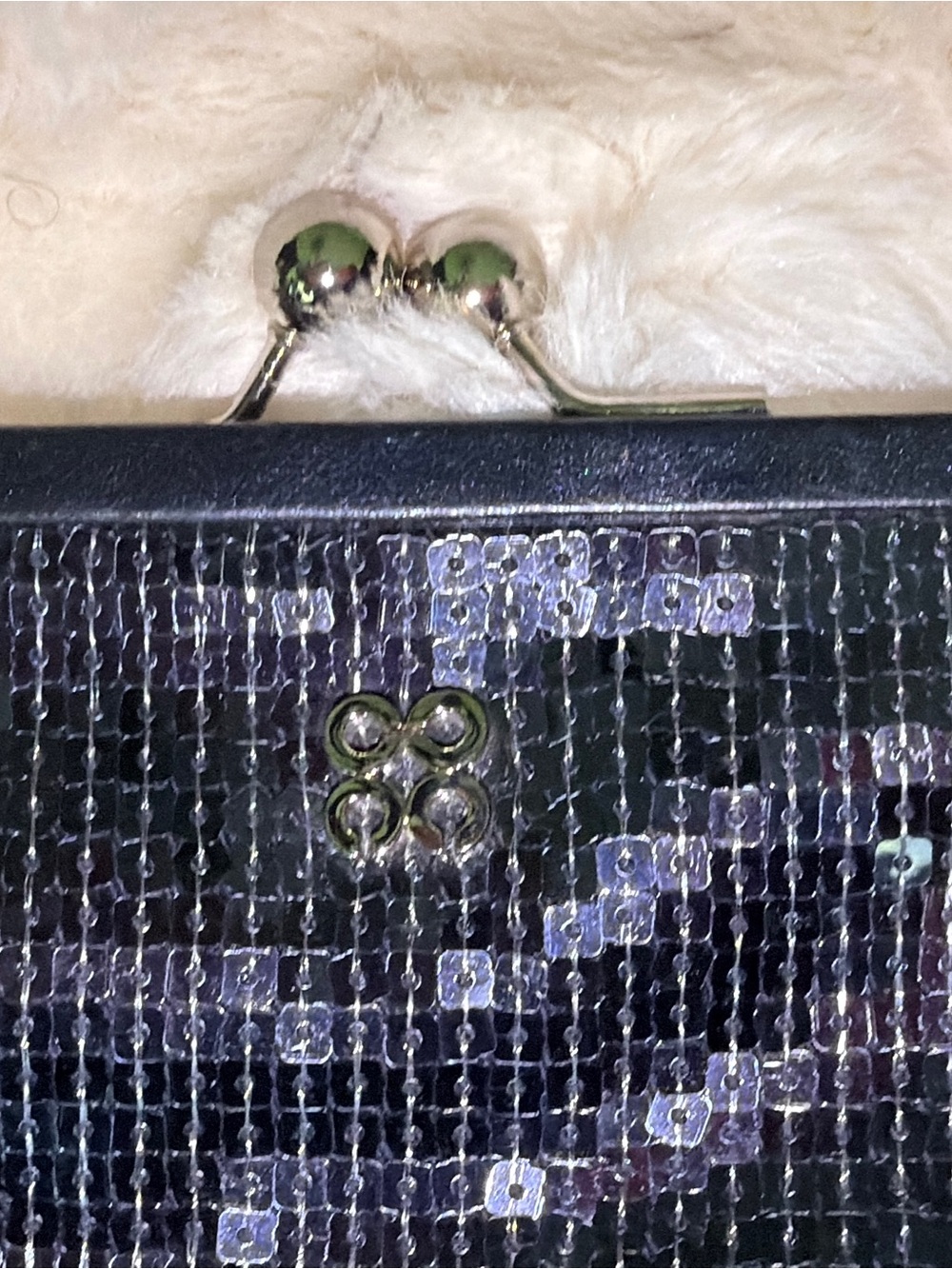Coach Julia Special Edition Blue Sequin Frame Clutch with silver Logo - Picture 3 of 11